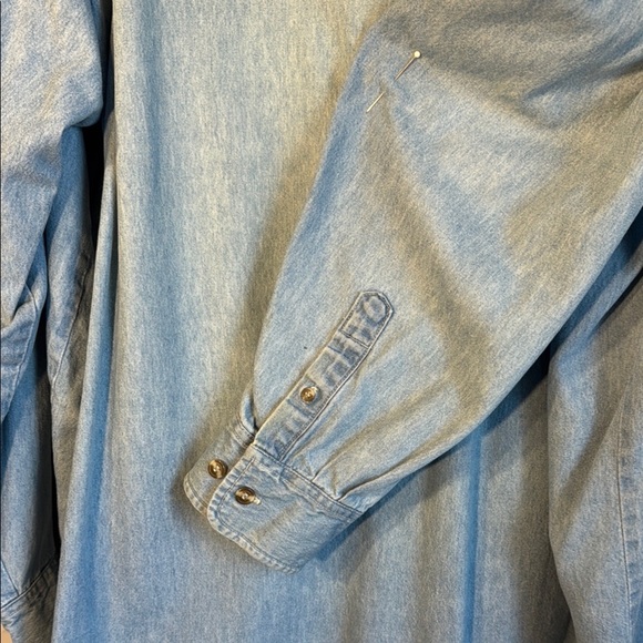 Light Blue Denim Casual Button Down Shirt great quality - Picture 6 of 7